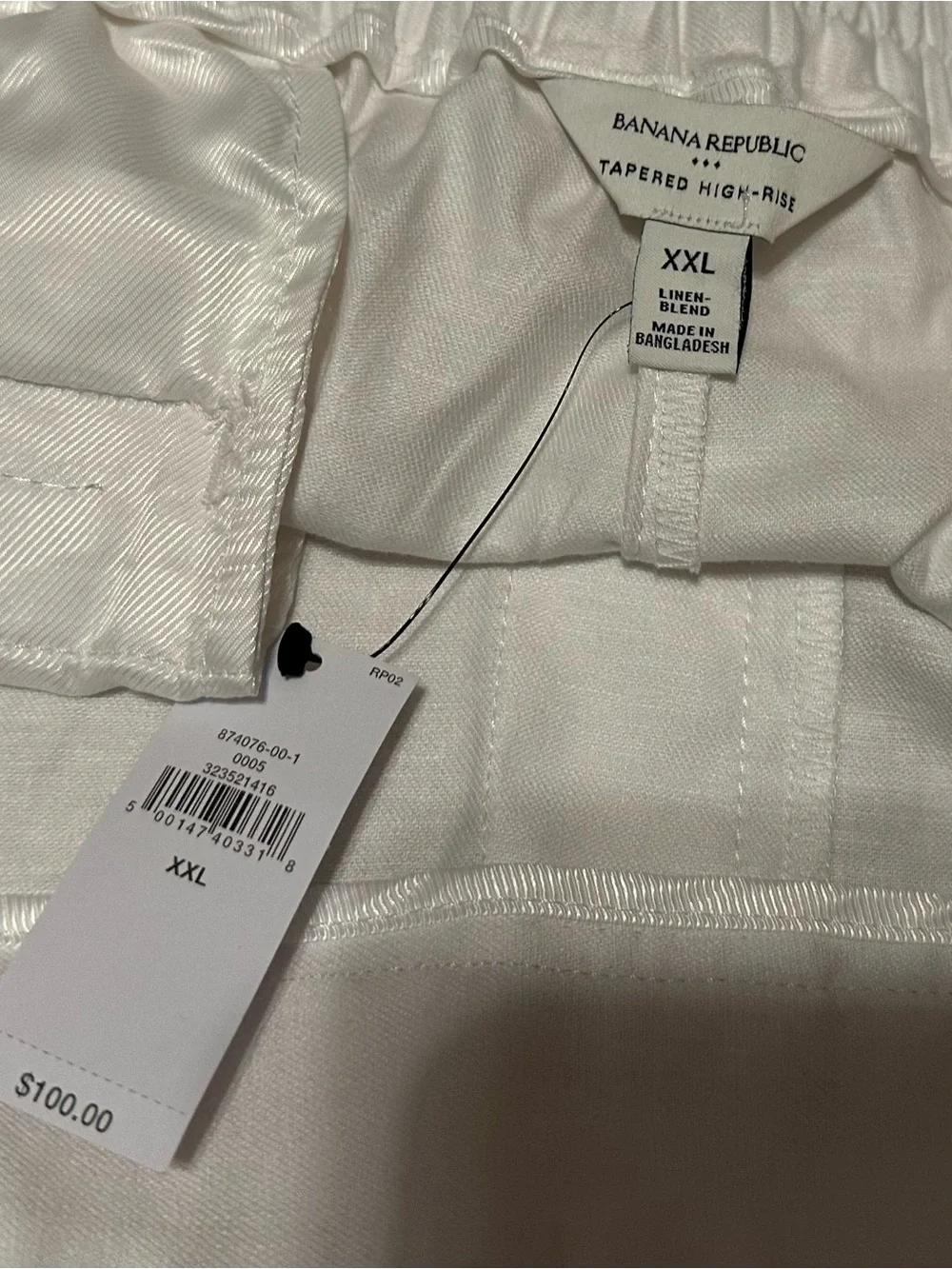 White Linen High Rise Slim Pants